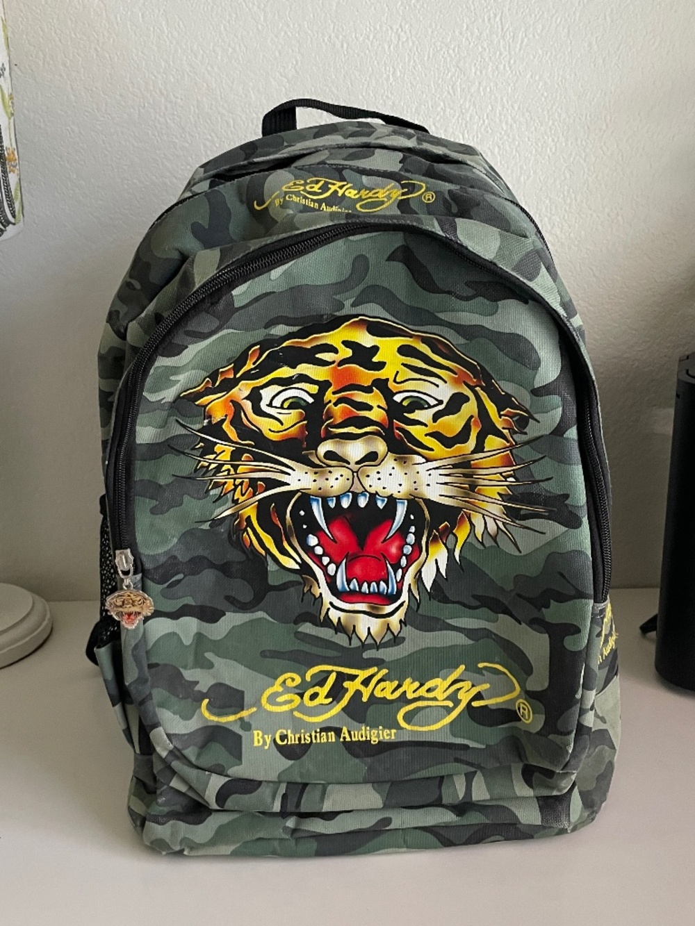 Vintage Y2K Ed Hardy Camo Tiger Backpack